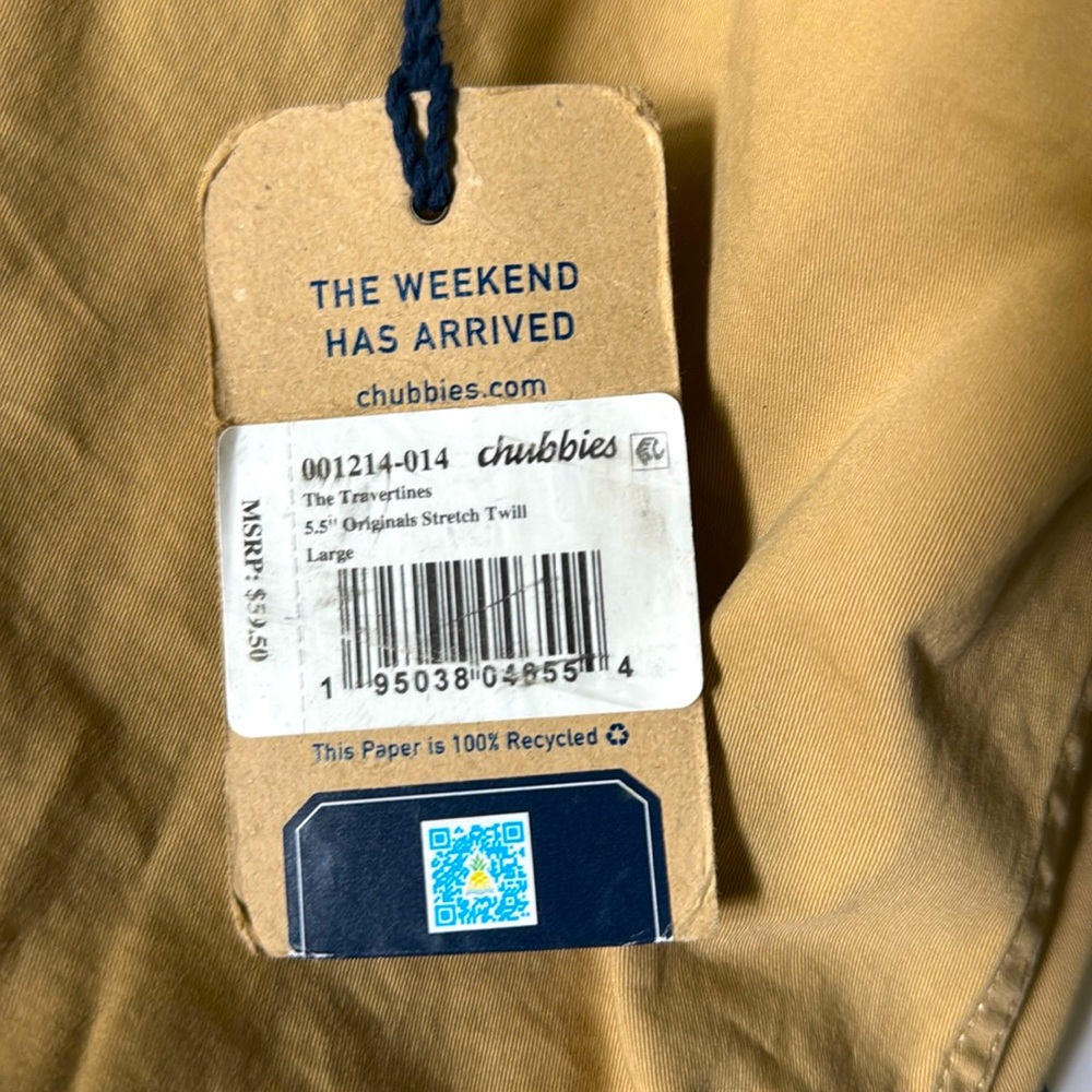 Chubbies The Travertines 5.5” Inseam Original Stretch Twill Shorts Sz L NWT